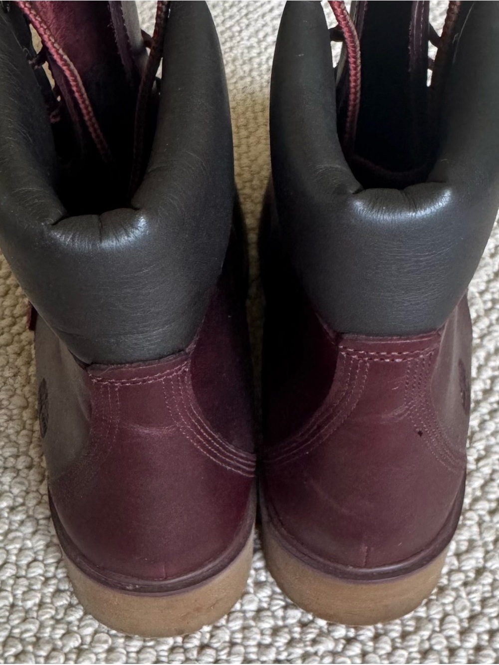 Timberland Women's Burgundy Leather Lace-Up Ankle Boots with Tan Lug Sole - Picture 6 of 10